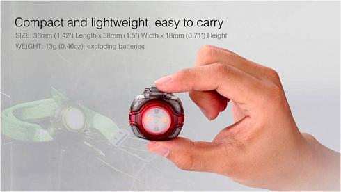 Фонарь Fenix HL05 Голубой (White/Red LEDs, ANSI 8 лм, CR2032)