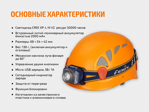 Фонарь Fenix HL40R Серый (XP-L HI V2, ANSI 600 lm, 2000 mAh)