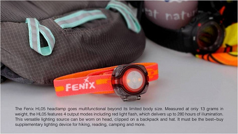 Фонарь Fenix HL05 Голубой (White/Red LEDs, ANSI 8 лм, CR2032)