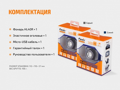 Фонарь Fenix HL40R Синий (XP-L HI V2, ANSI 600 lm, 2000 mAh)