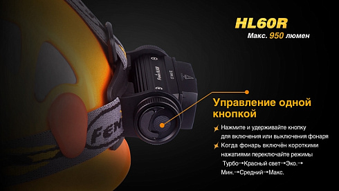 Фонарь Fenix HL60R (XM-L2 U2, ANSI 950 лм, 18650)